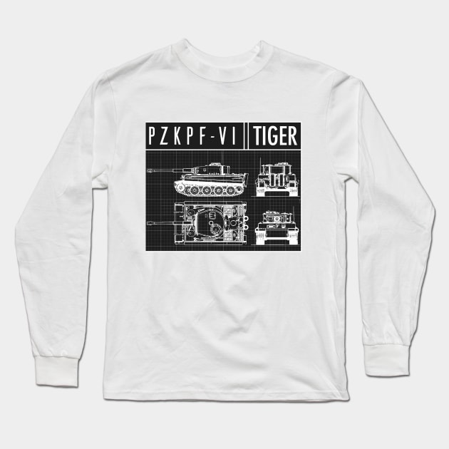 PZKPFW VI BLUEPRINT Long Sleeve T-Shirt by theanomalius_merch